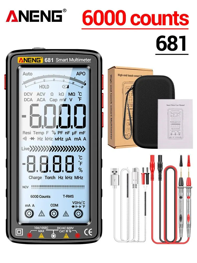 ANENG 681 Multimètre Numérique Rechargeable LCD avec Écran Rétroéclairé