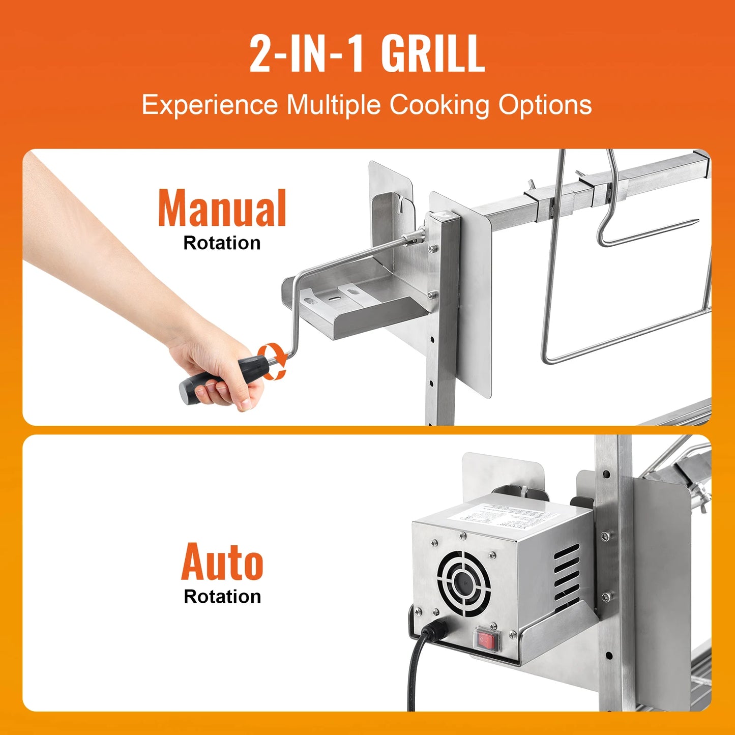VEVOR Barbecue à Charbon Charge 61 kg, Rôtissoire avec Tournebroche