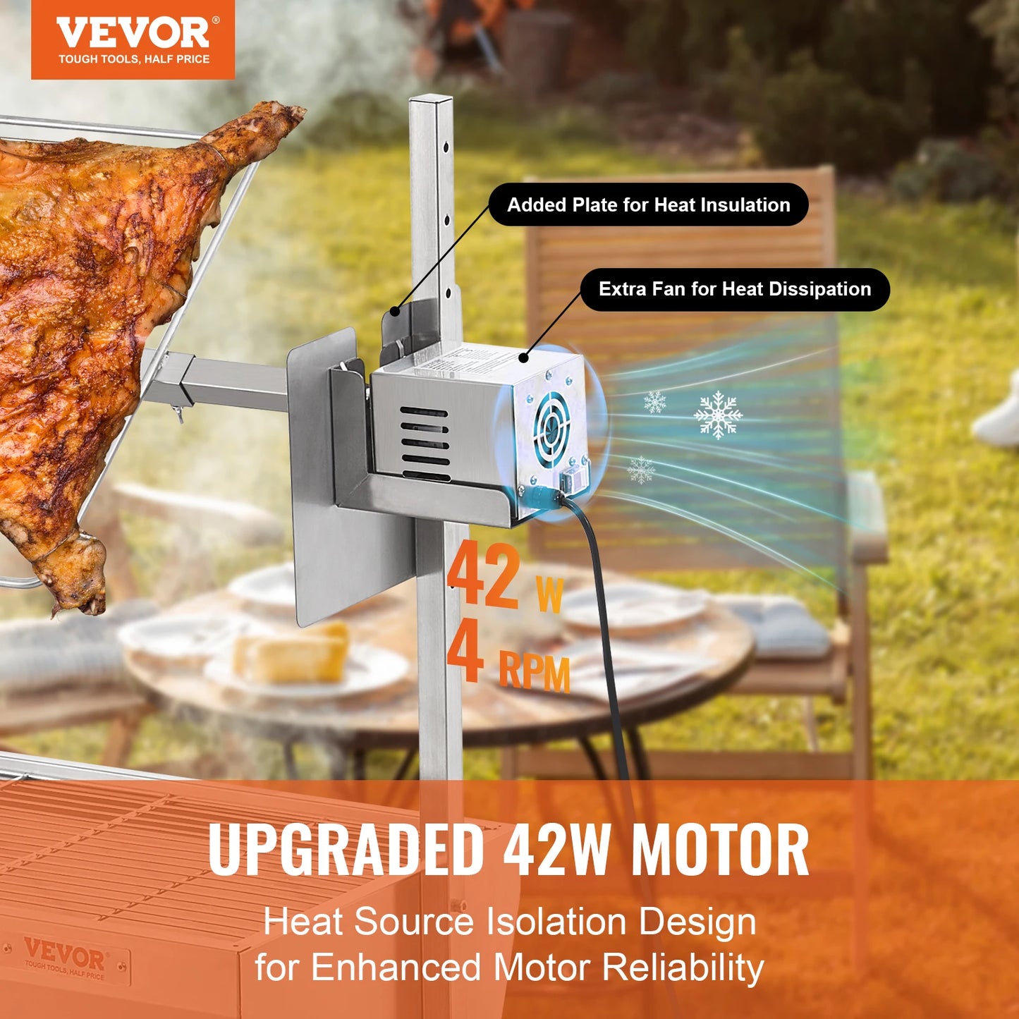VEVOR Barbecue à Charbon Charge 61 kg, Rôtissoire avec Tournebroche