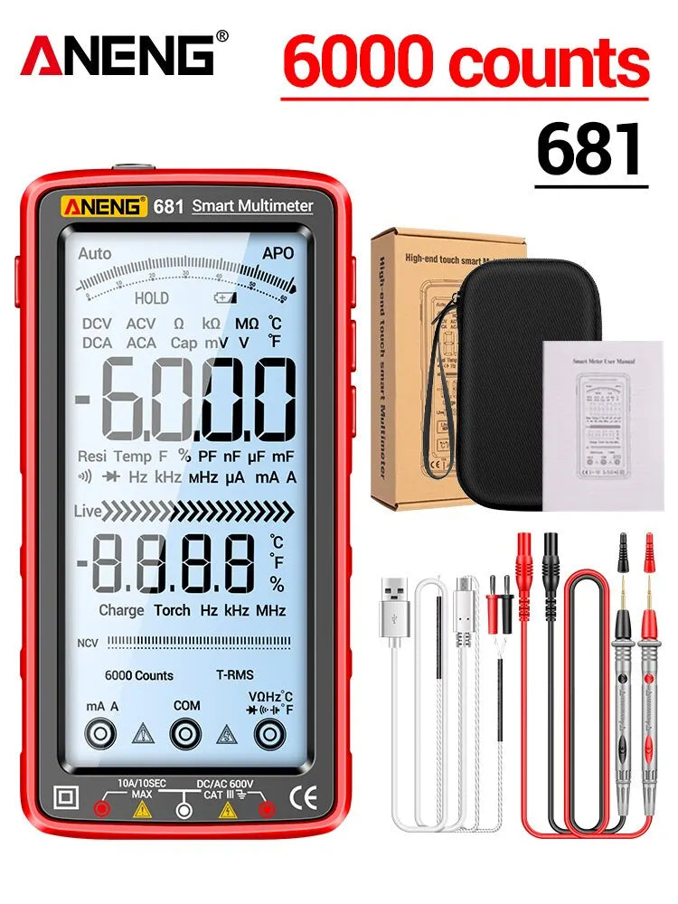 ANENG 681 Multimètre Numérique Rechargeable LCD avec Écran Rétroéclairé
