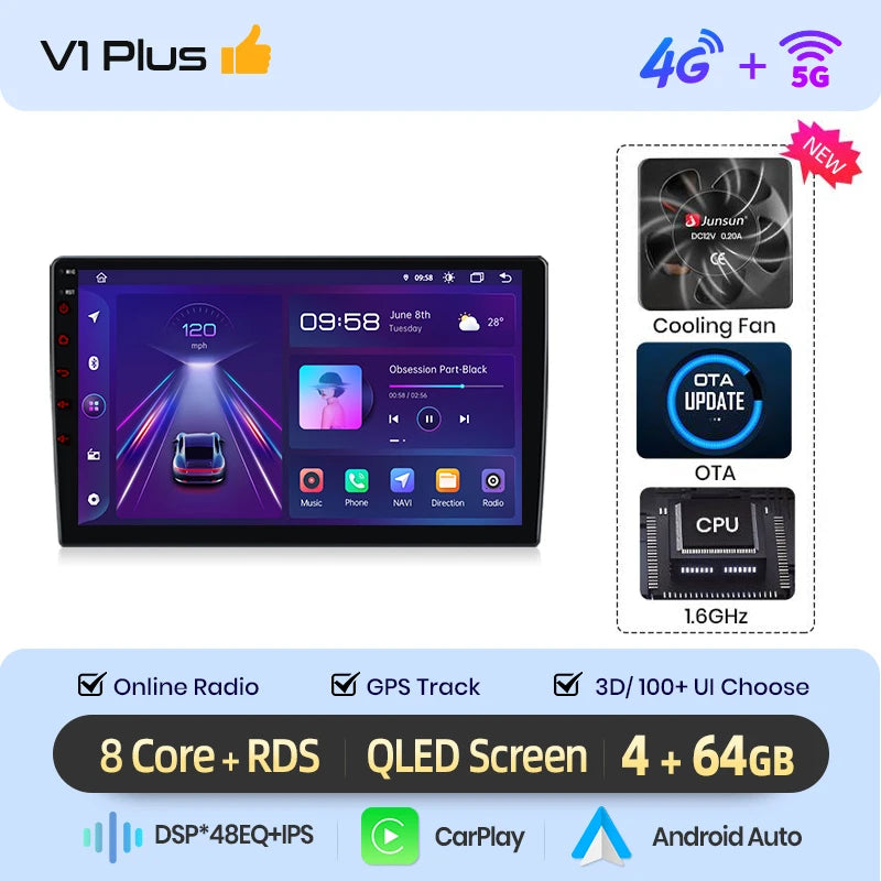 Autoradio Android Junsun CarPlay & Android Auto – Peugeot Expert 3 / Citroën Jumpy 3 / SpaceTourer (2016-2021)