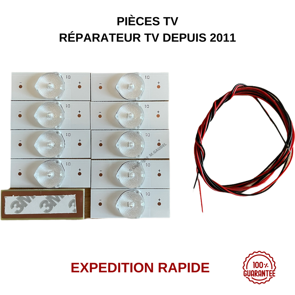 LED DE REPARATION RETROECLAIRAGE TV 3V OU 6V + FIL A SOUDER