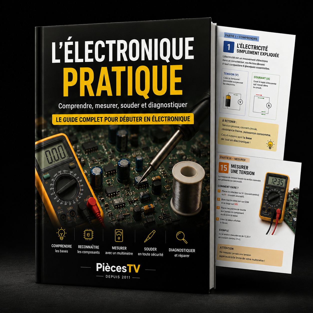 Ebook L’Électronique pratique PiècesTV – couverture et aperçu des pages