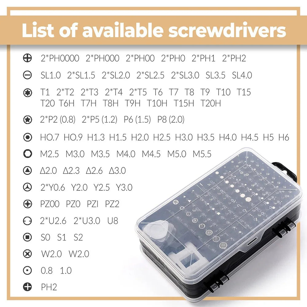 Kit Tournevis de Précision 122-en-1 Magnétique – Réparation Téléphone & PC