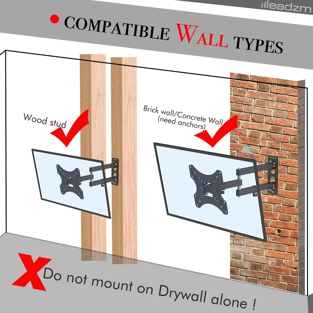 Support mural TV inclinable TMX200 avec téléviseur fixé au mur