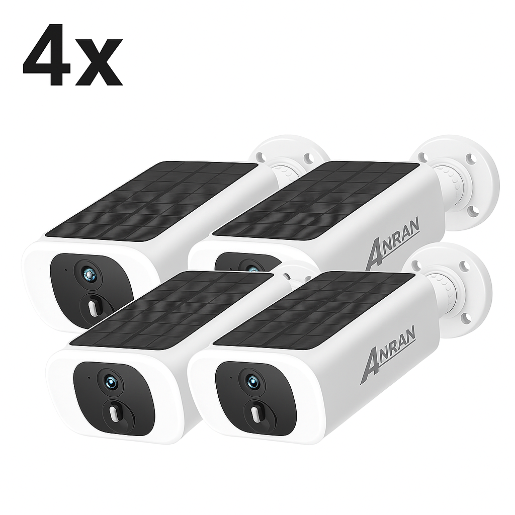 ANRAN Pack 4 Caméras WiFi Extérieures Solaires 2K 3MP – Vision nocturne