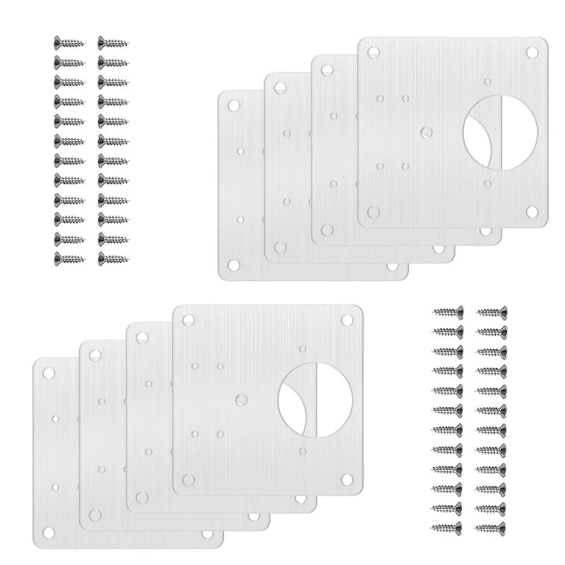 Plaques de réparation charnière armoire en inox avec vis – lot 4 à 10