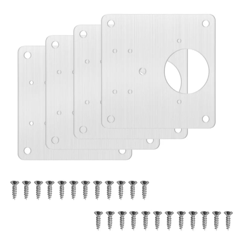 Plaques de réparation charnière armoire en inox avec vis – lot 4 à 10