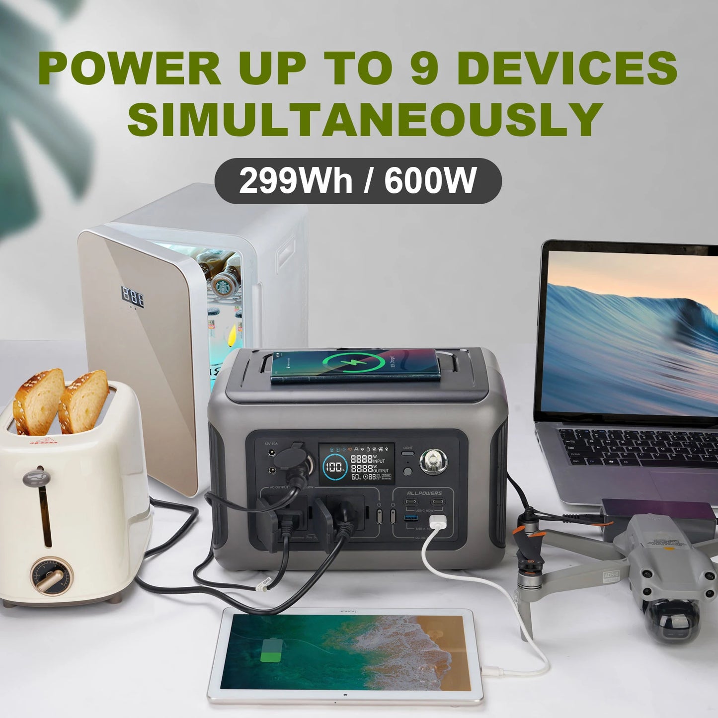 ALLPOWERS R600 – Centrale électrique portable 299Wh LiFePO4 600W