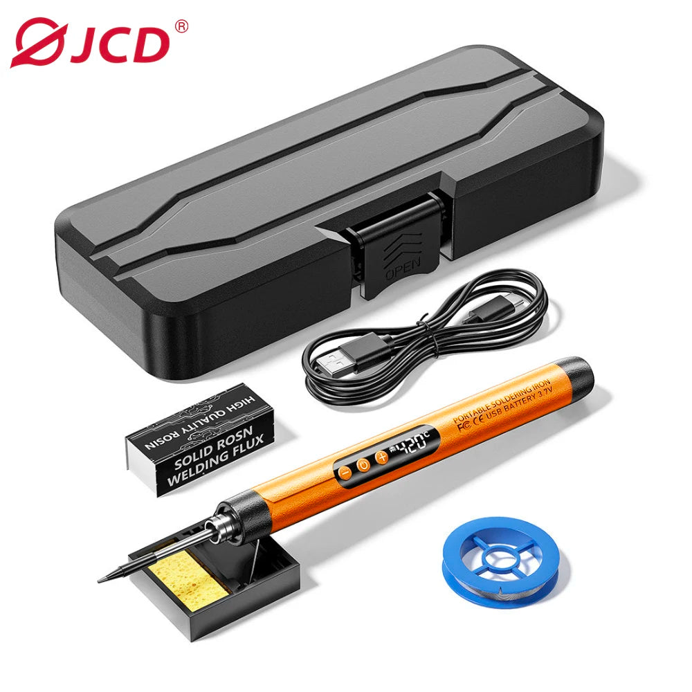 Fer à souder sans fil JCD orange, version 1 panne, avec coffret et accessoires