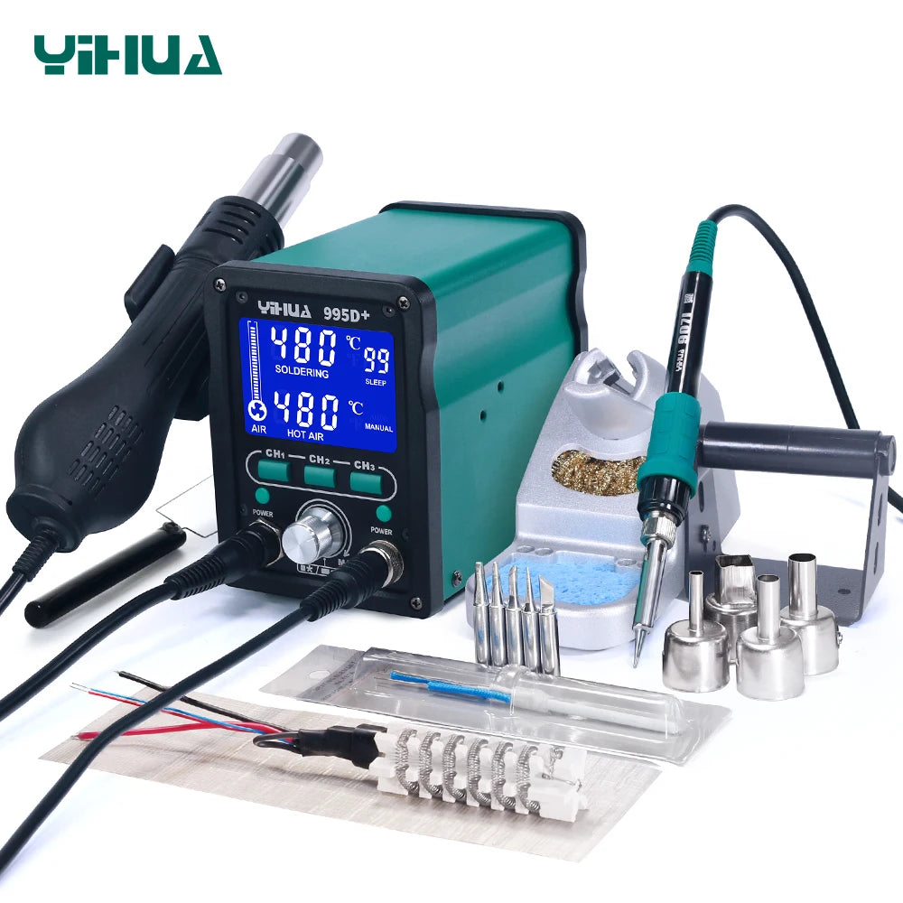 Station de soudage YIHUA 995D+ fer et pistolet air chaud enfichable