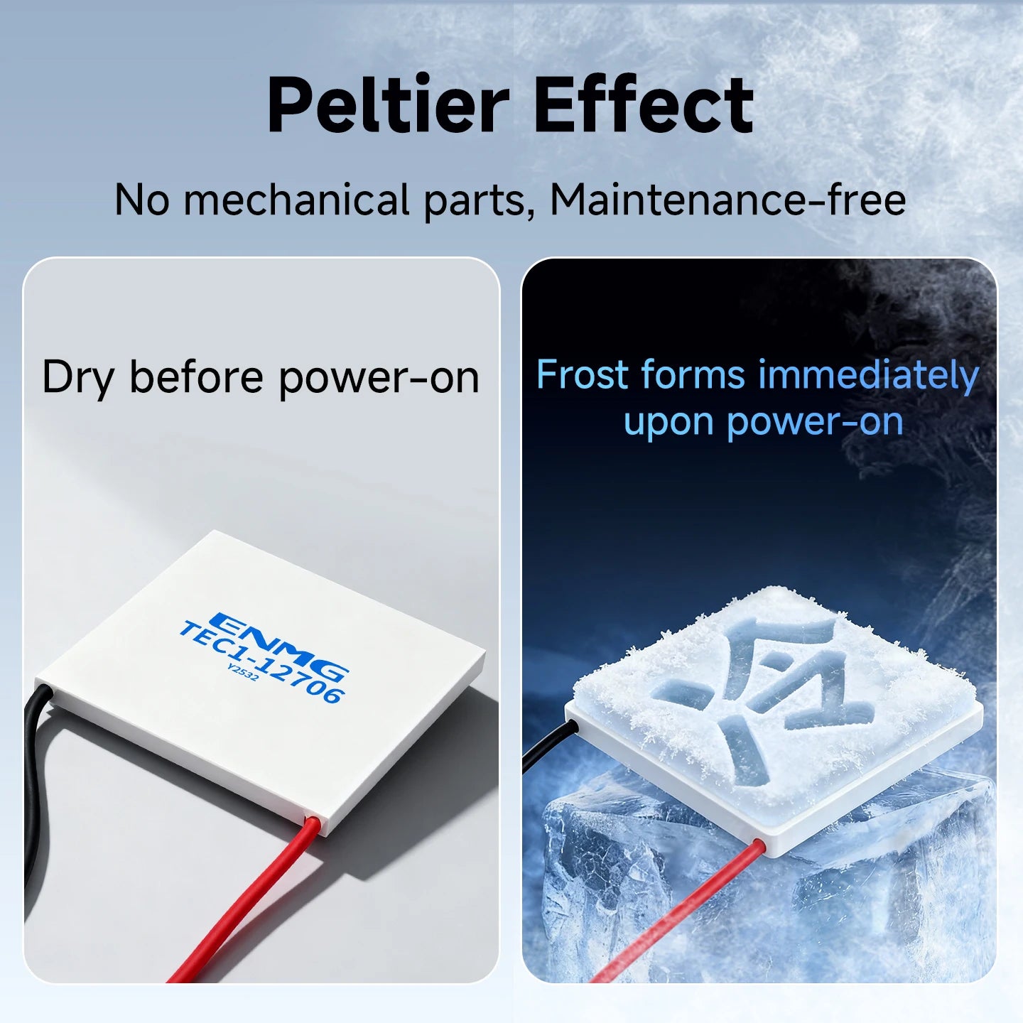 Cellule Peltier a effet thermoelectrique, faces ceramique blanches