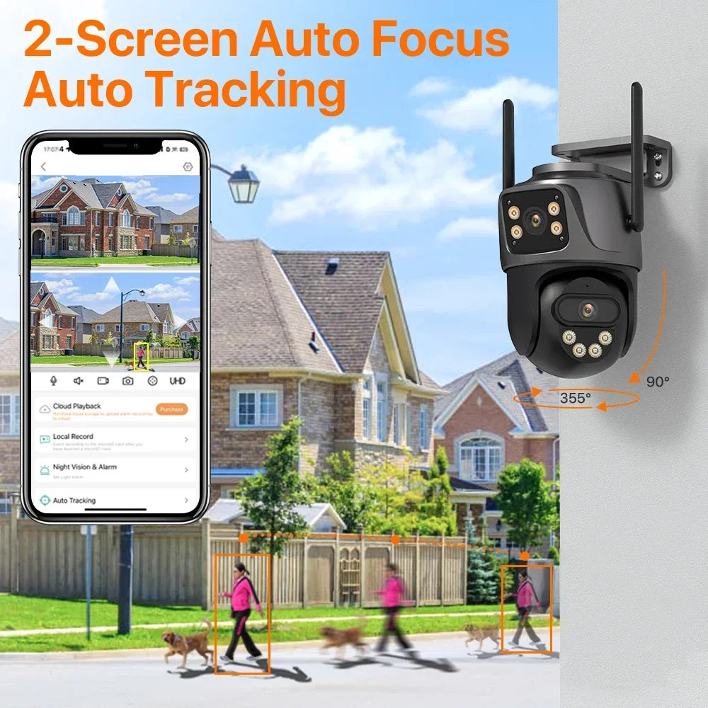 Caméra IP WiFi PTZ 4K 8MP Double Objectif – Vision nocturne couleur