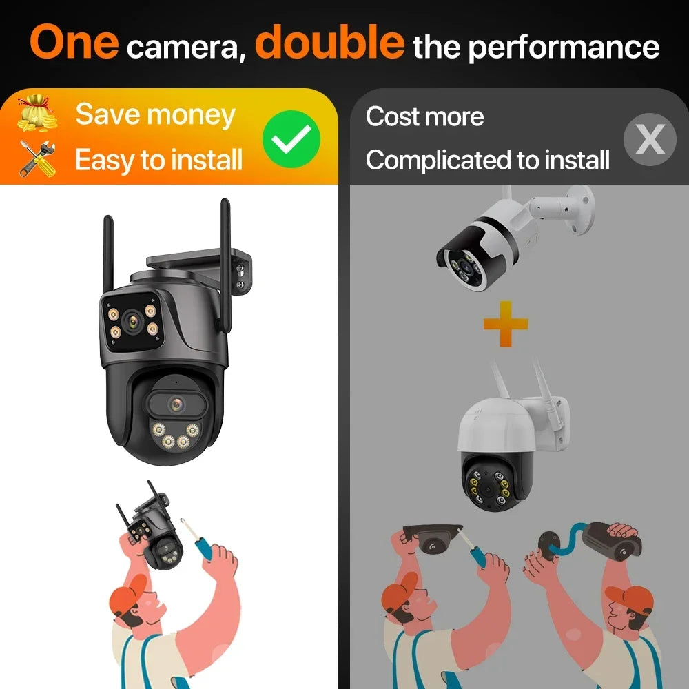 Caméra IP WiFi PTZ 4K 8MP Double Objectif – Vision nocturne couleur
