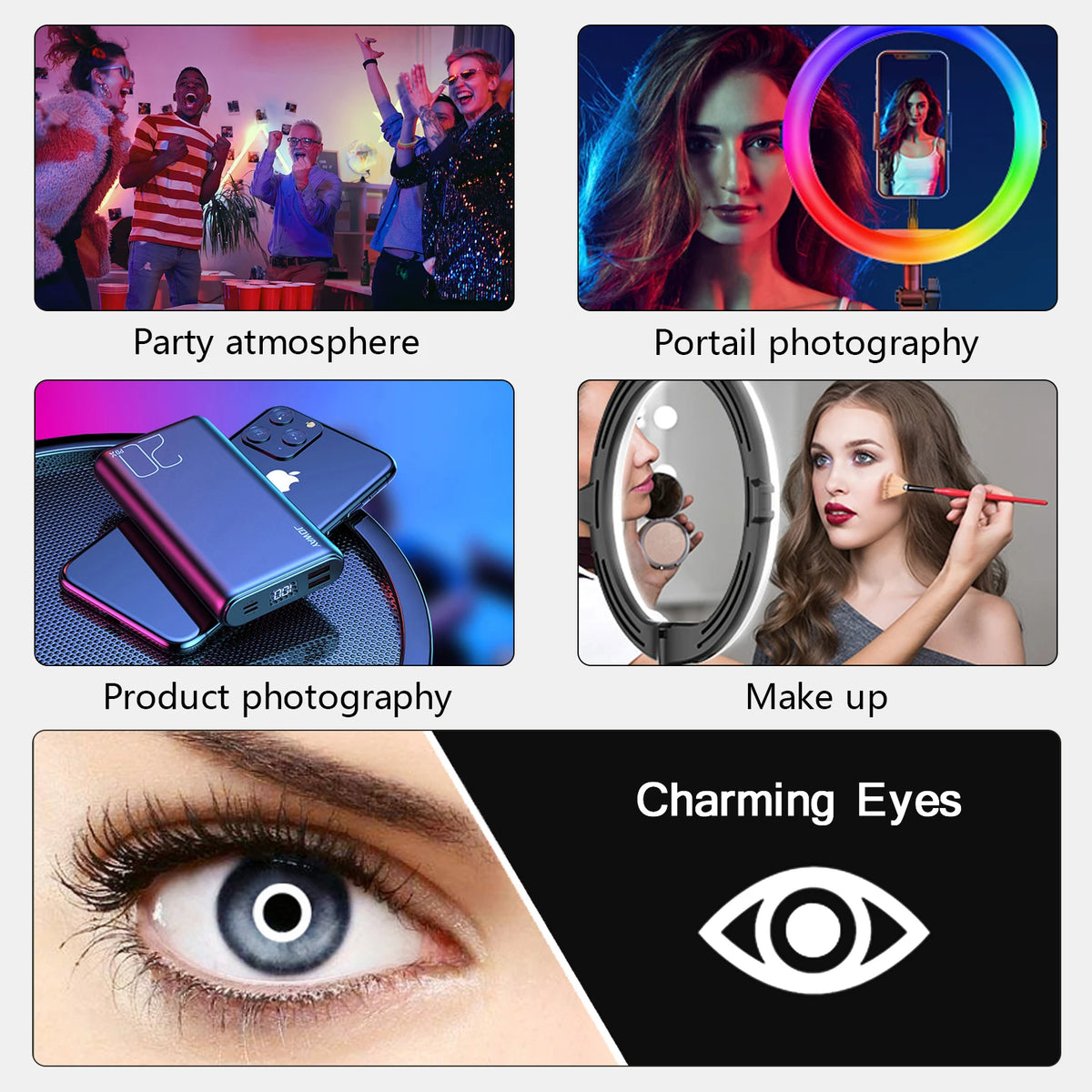 Usages : ambiance, portrait, photo de produit et maquillage