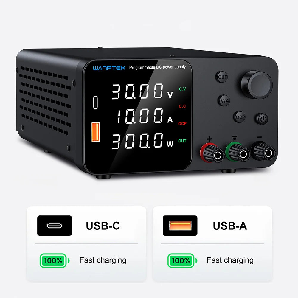 Alimentation de laboratoire réglable Wanptek TPS3010 – 30V 10A USB-A/Type-C