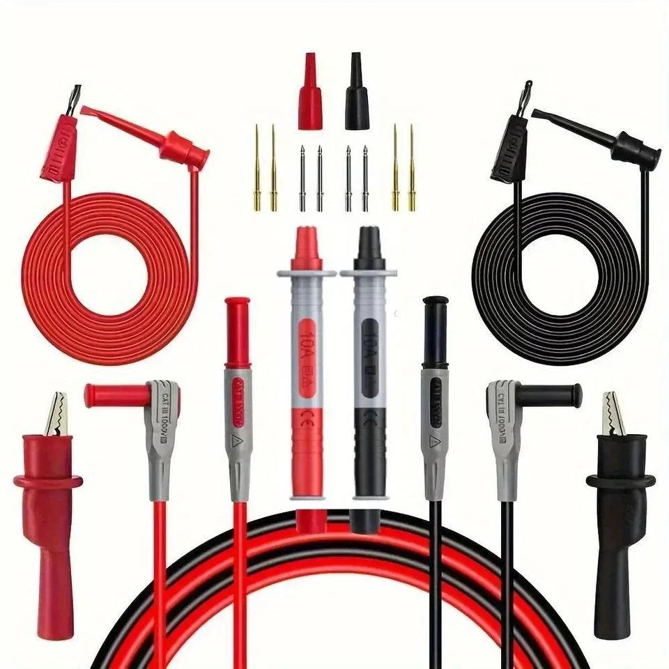 Cordons silicone rouge et noir, sondes 10A et pinces crocodile du kit P1308B
