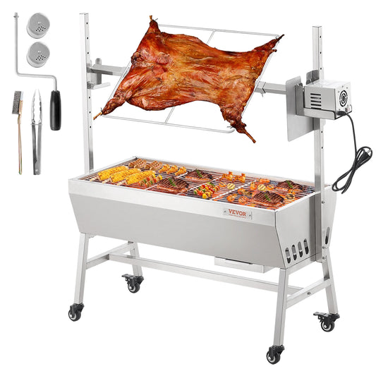 VEVOR Barbecue à Charbon Charge 61 kg, Rôtissoire avec Tournebroche 