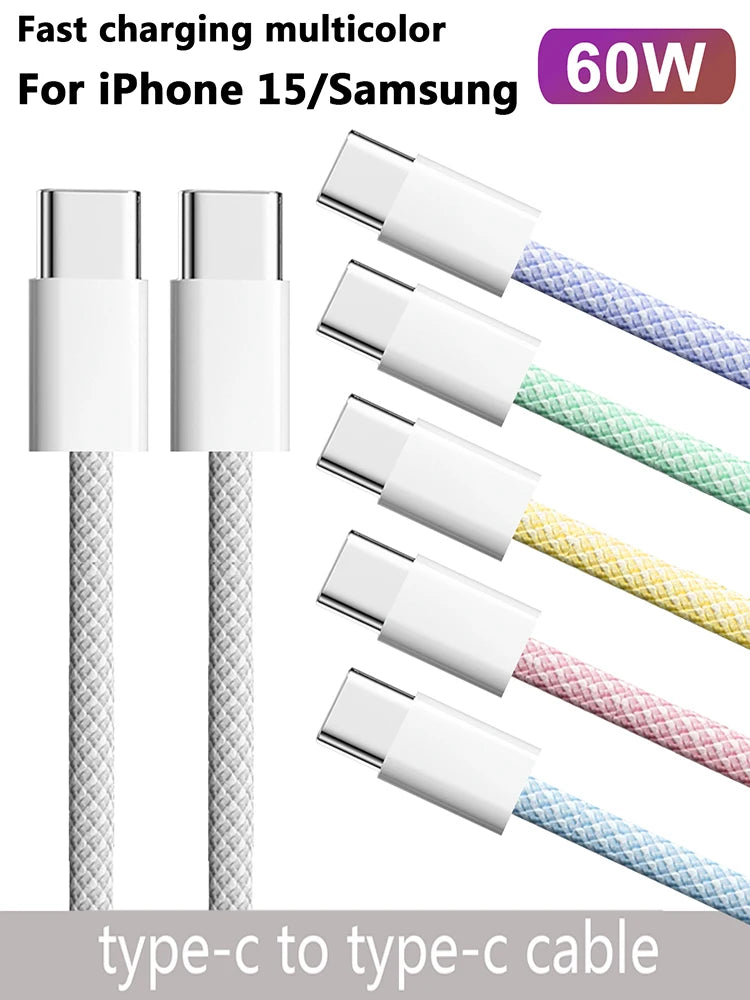 Câble USB-C vers USB-C 60 W blanc de 1 m