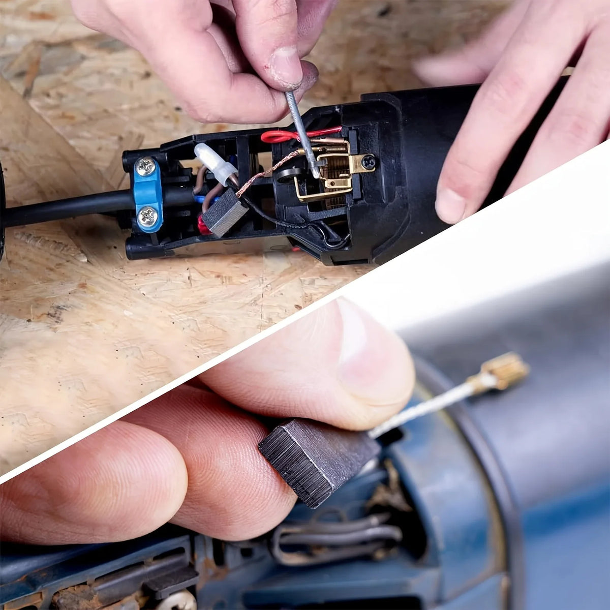 Remplacement d'un charbon dans le porte-balai d'un outil électroportatif