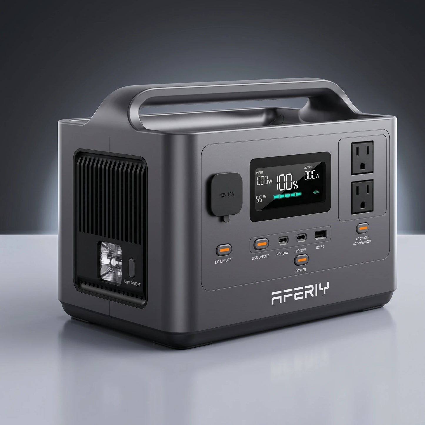 Station d'alimentation portable 400W 256Wh batterie LiFePO4 vue de face