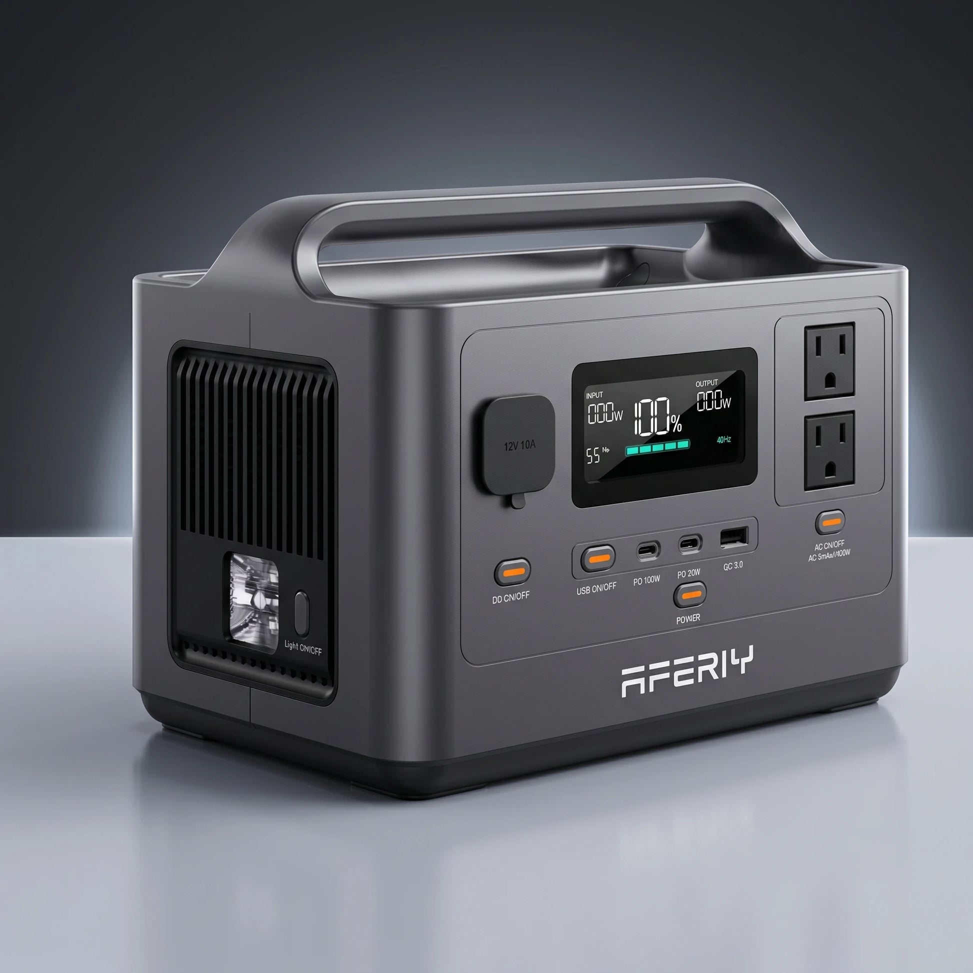 Station d'alimentation portable 400W 256Wh batterie LiFePO4 vue de face
