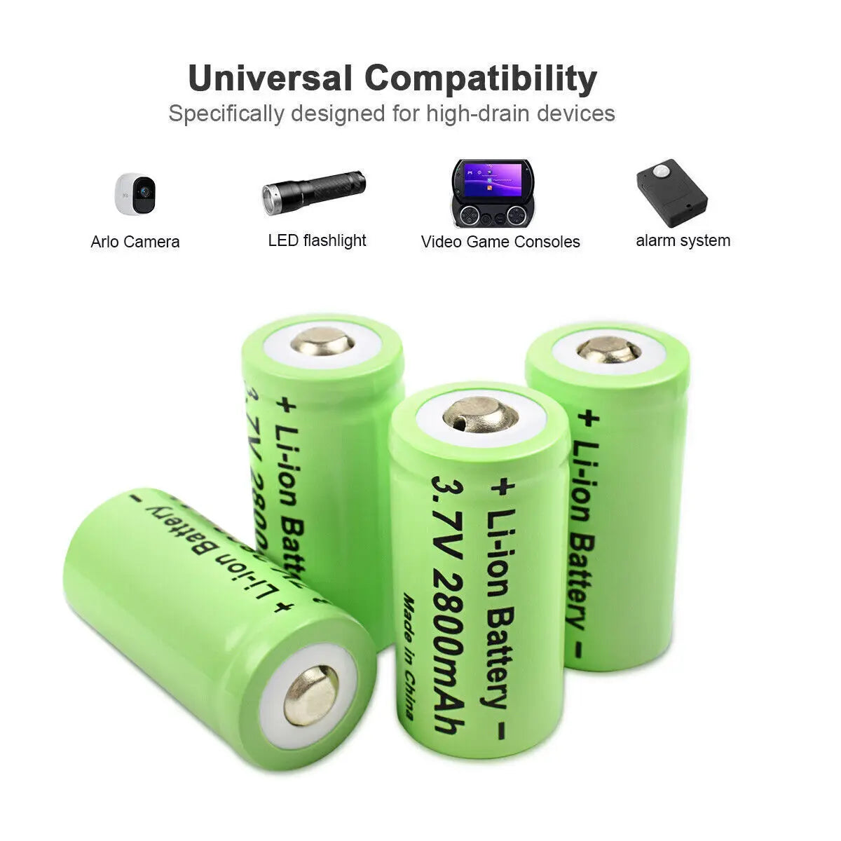 Pack chargeur + 8 batteries Li-ion 3.7V 2800mAh 16340/CR123A pour lampes