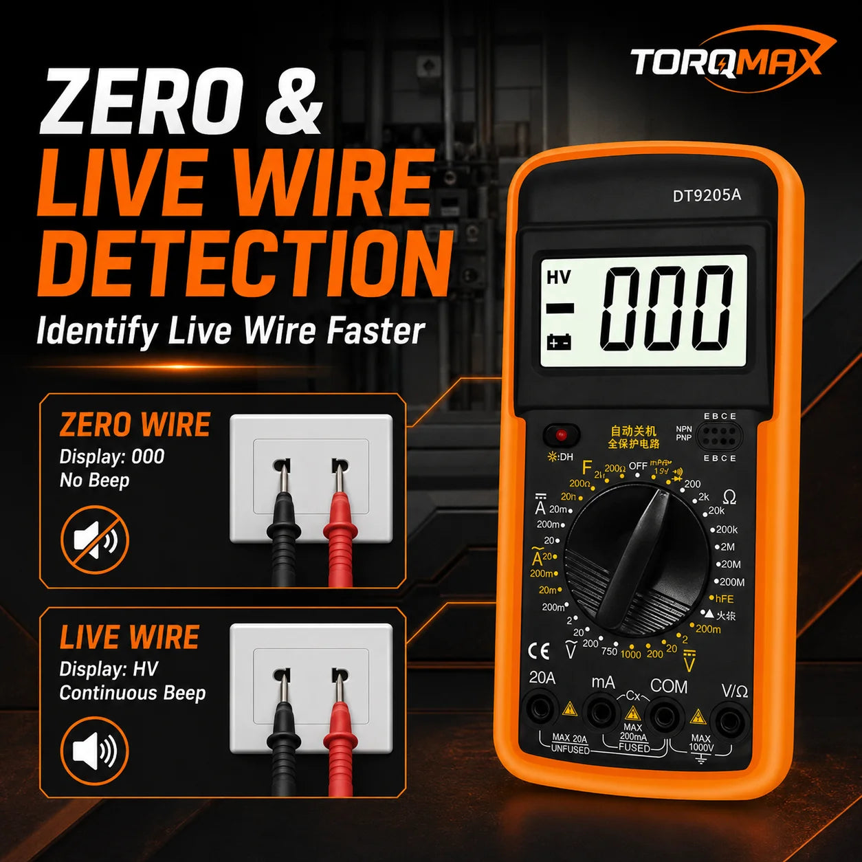 Détection de fil sous tension et hors tension avec signal sonore