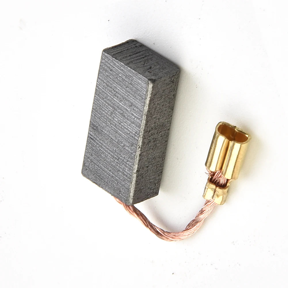 Bloc de graphite 5x8x15 mm vu de profil avec sa tresse cuivre