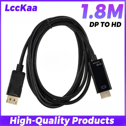 Câble DP HDMI noir plug-and-play sans alimentation