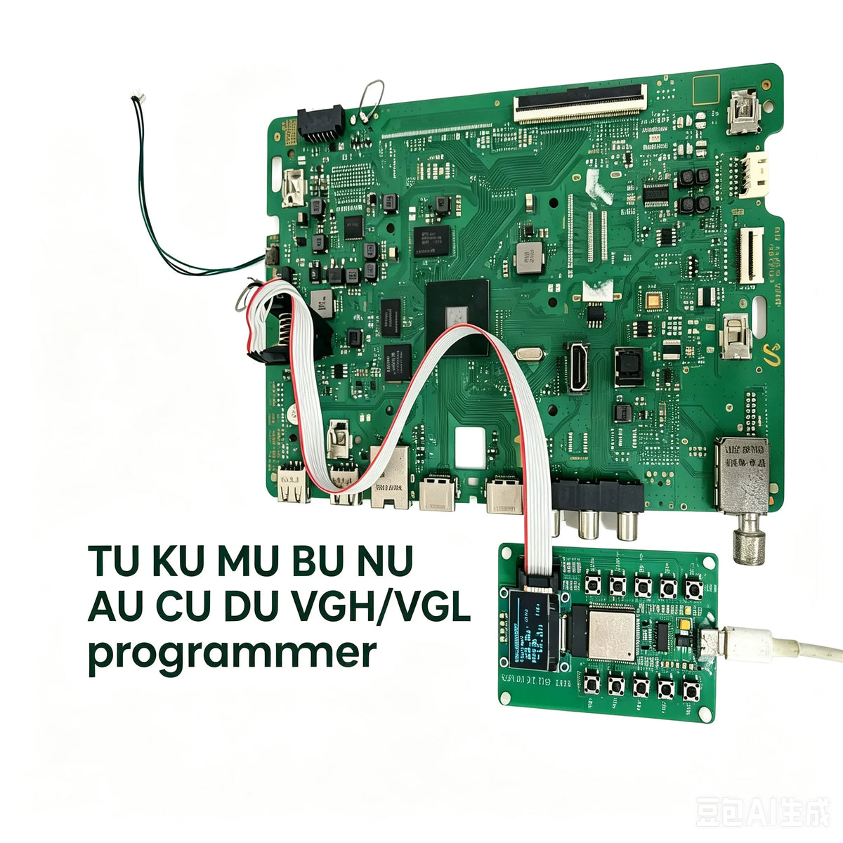 Branchement du programmateur VGH VGL sur carte mère de téléviseur LCD