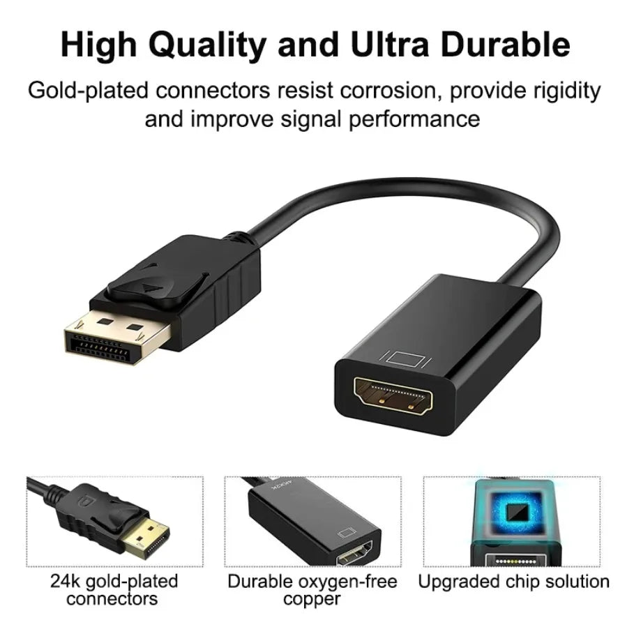 Adaptateur DP vers HDMI 4K noir
