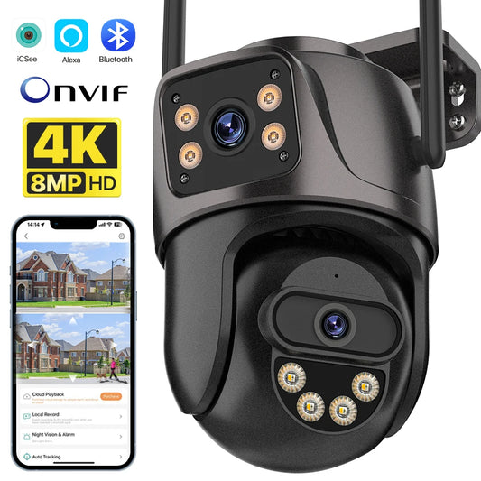 Caméra IP WiFi PTZ 4K 8MP Double Objectif – Vision nocturne couleur