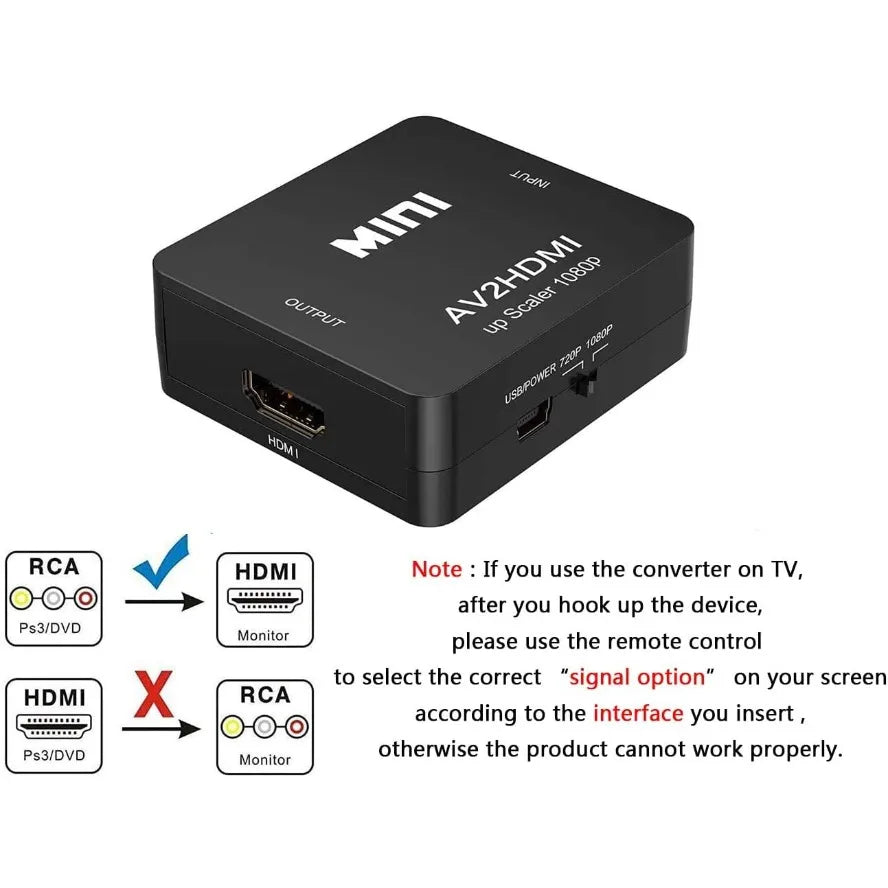 Convertisseur AV CVBS vers HDMI 720p 1080p