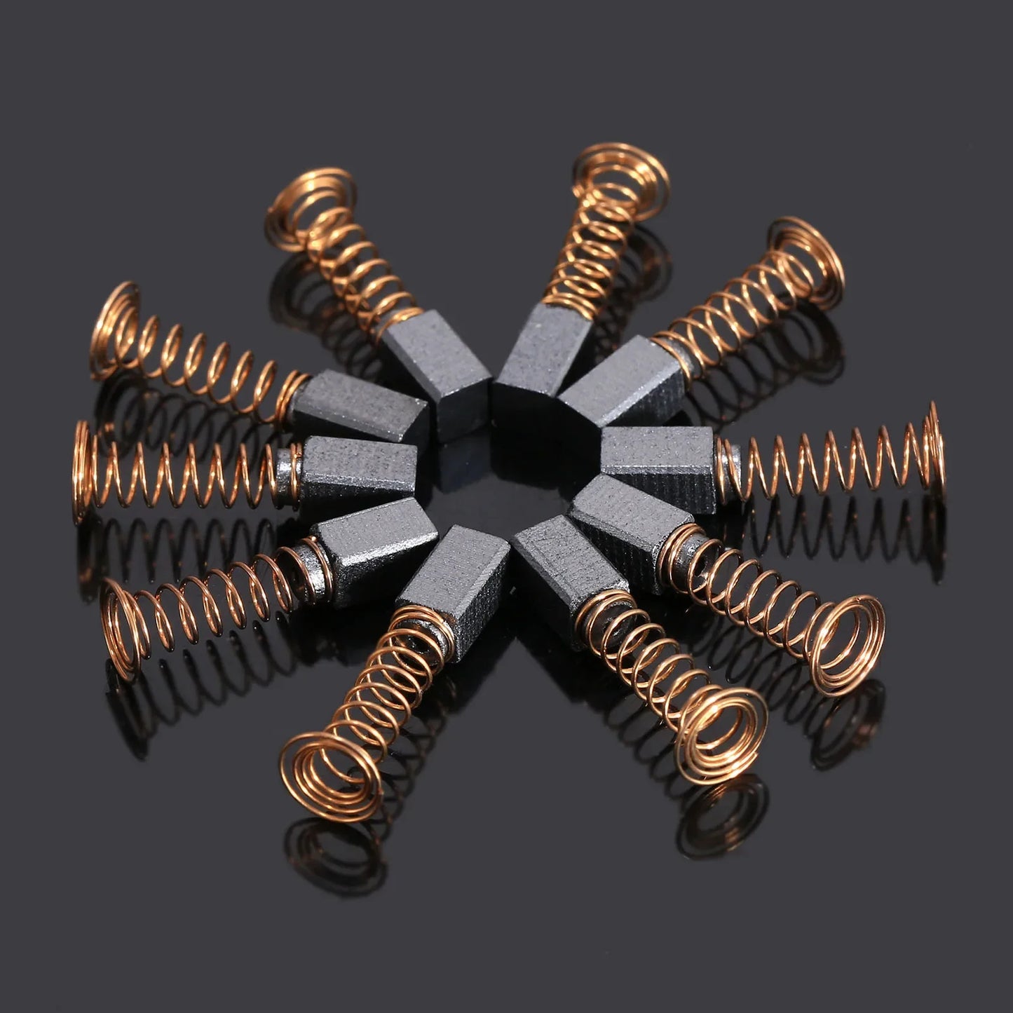 Lot de 10 charbons moteur 5x5x8 mm à ressort disposés en étoile