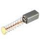 Charbon moteur 5x5x10 mm vu de profil, cosse laiton et tresse cuivre