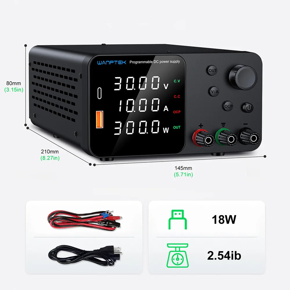 Alimentation de laboratoire réglable Wanptek TPS3010 – 30V 10A USB-A/Type-C