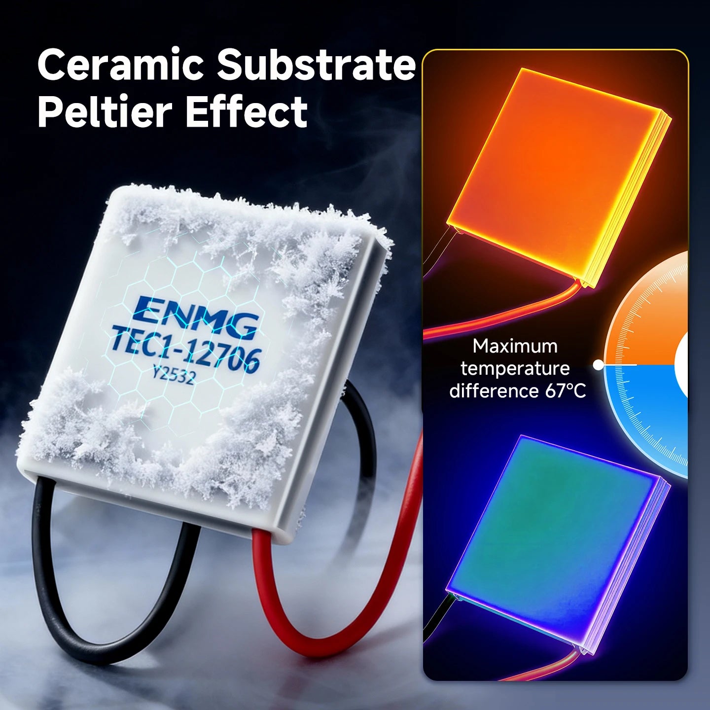 Plaque Peltier TEC1 format 40 x 40 mm pour montage sur dissipateur