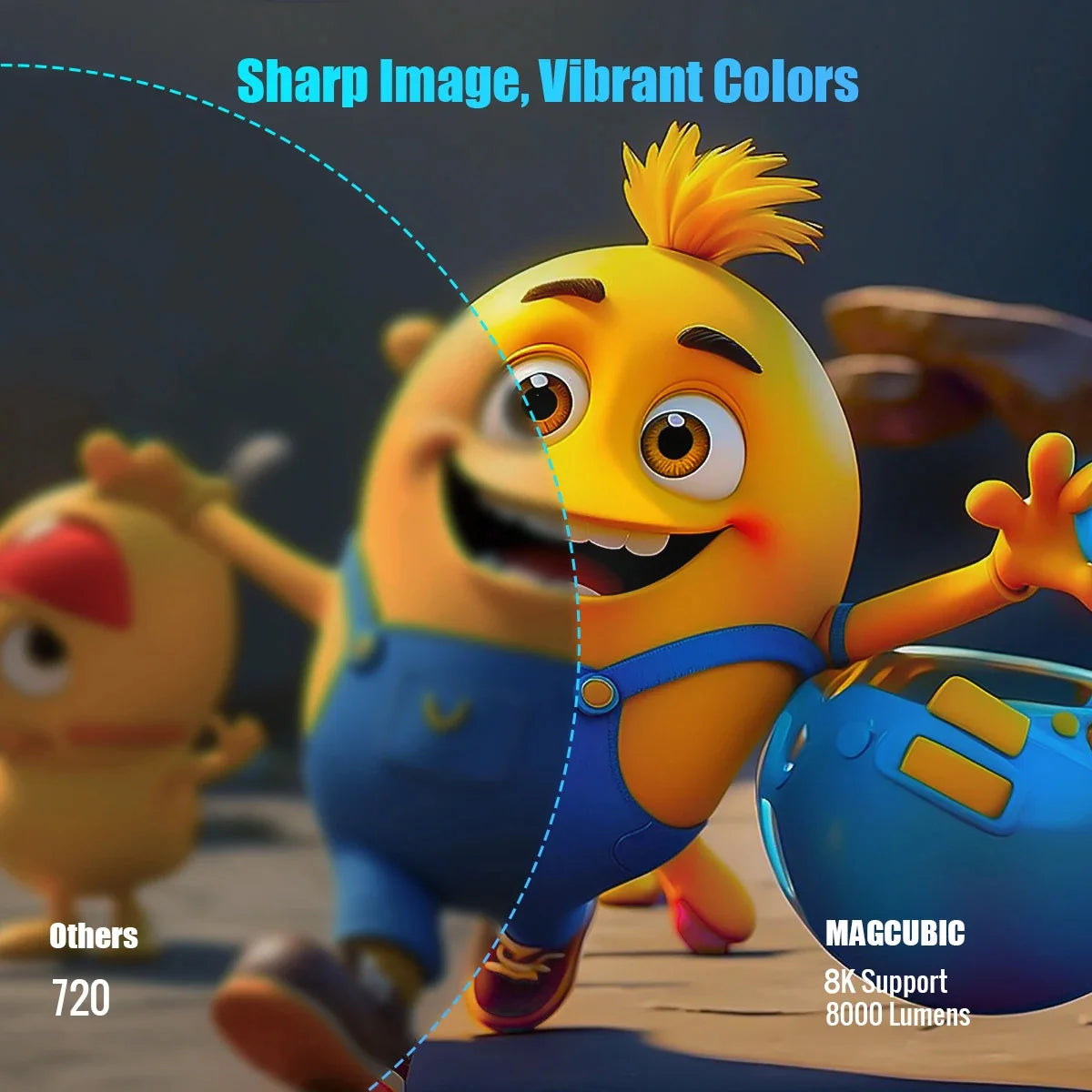 Comparaison de coloris et de piqué d'image sur un dessin animé