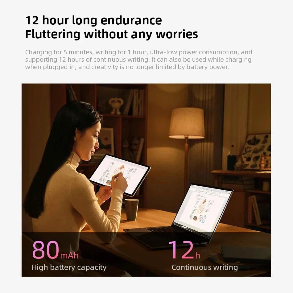 Autonomie de 12 heures : prise de notes prolongée sans recharge