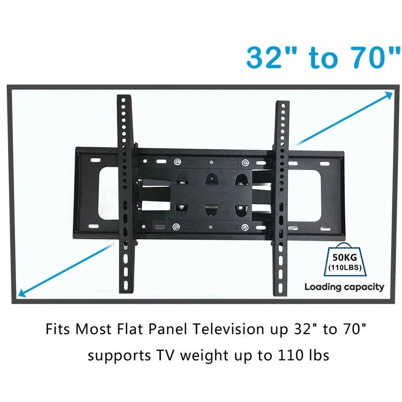 Support TV mural réglable 32–70"