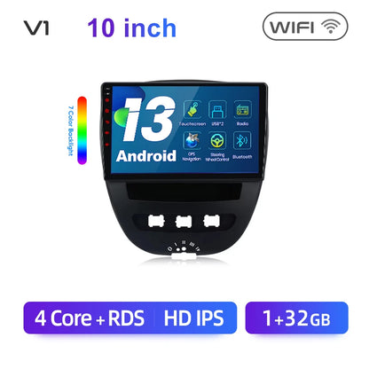 Autoradio Android 13 Junsun XT89 10.1" GPS CarPlay Android Auto Citroën C1 / Toyota Aygo / Peugeot 107 (2005-2014)