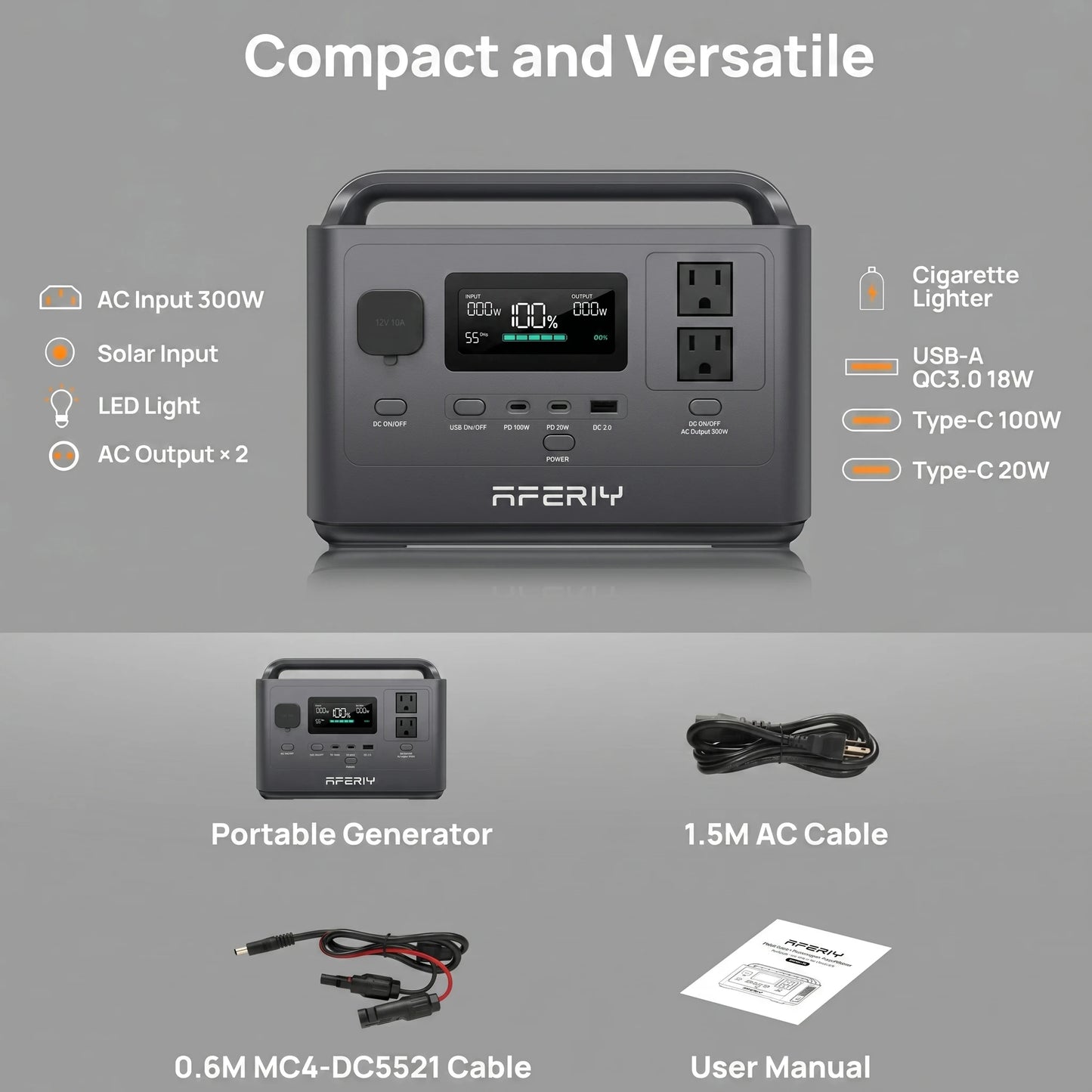 Station d'alimentation portable compacte avec fonction UPS