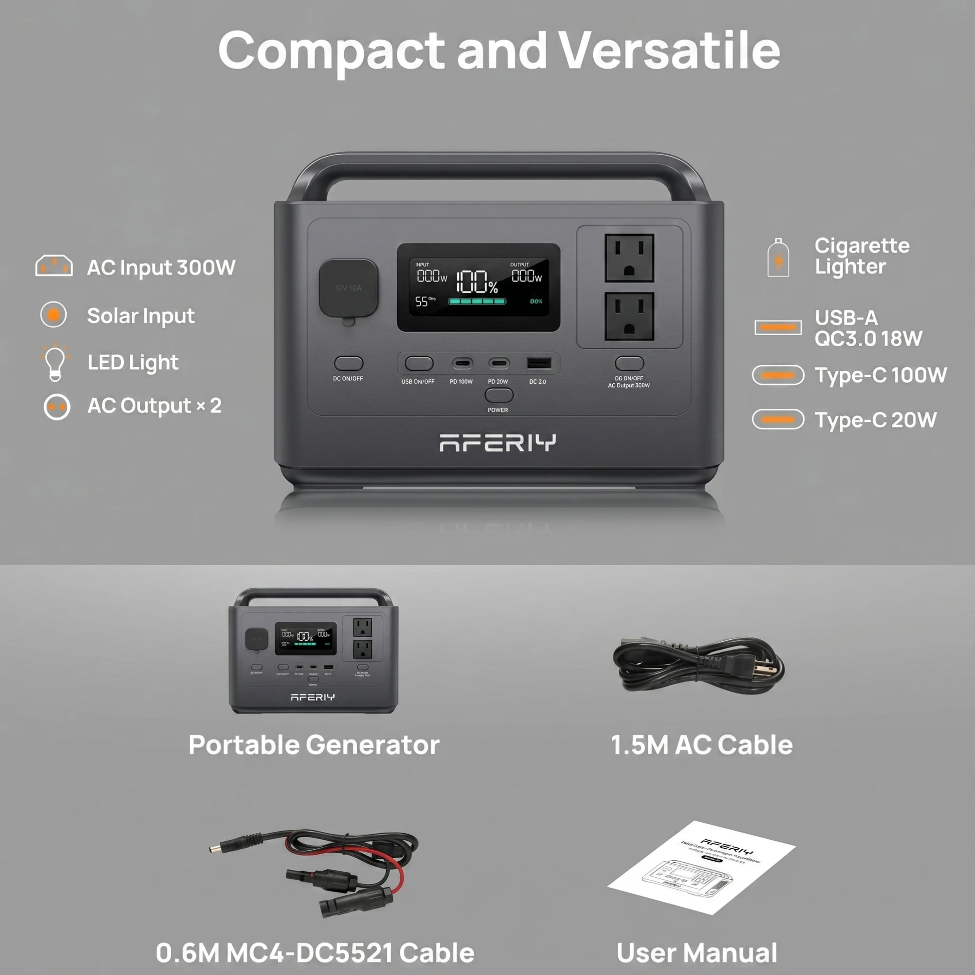 Station d'alimentation portable compacte avec fonction UPS