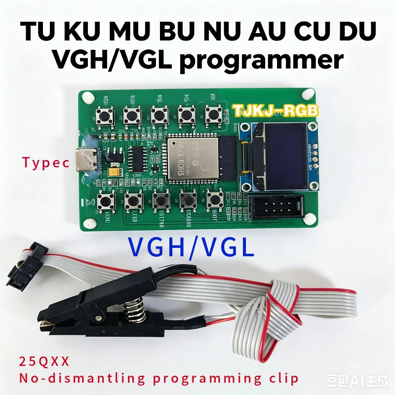 Programmateur TJKJ-RGB VGH VGL avec écran, pince 25QXX et câble
