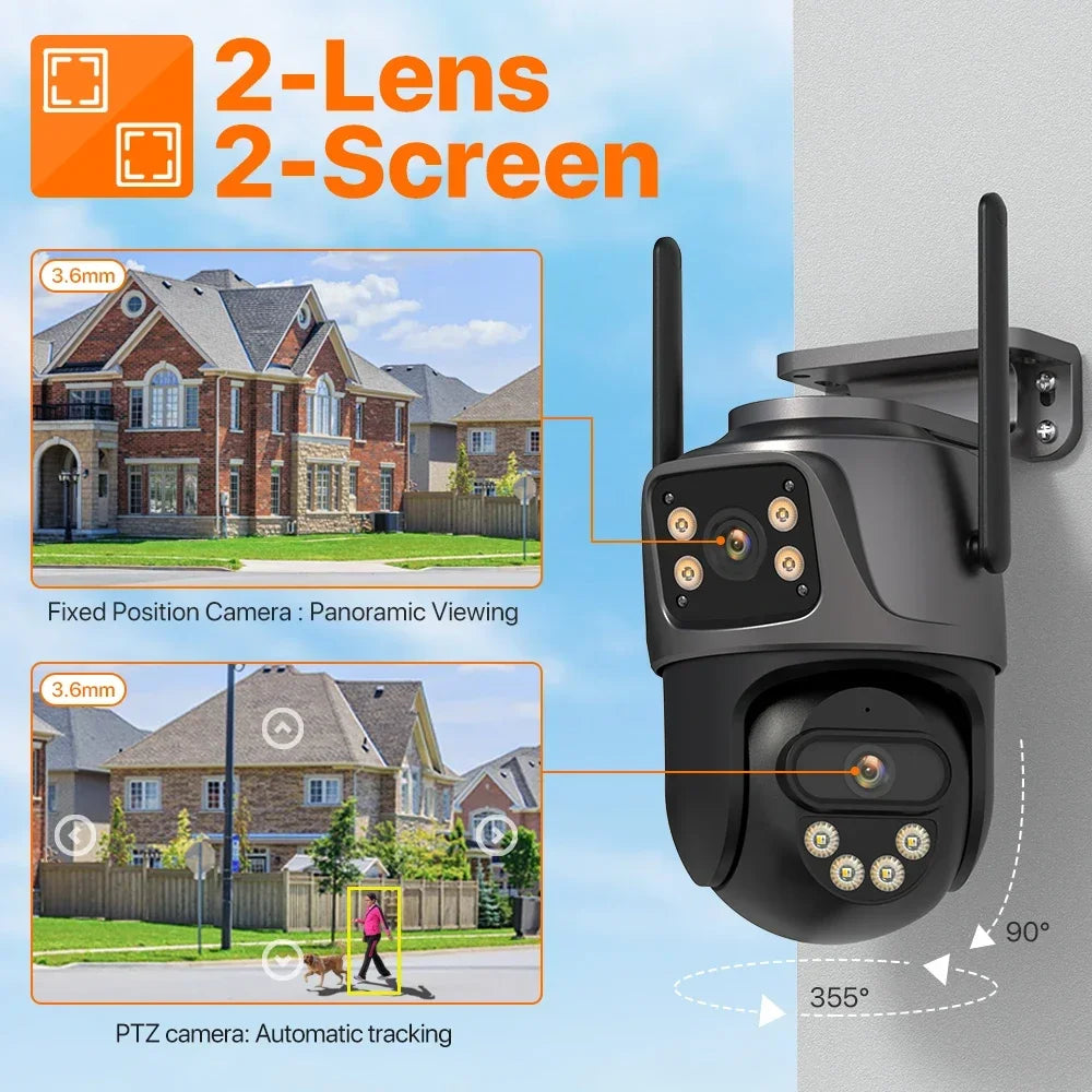 Caméra IP WiFi PTZ 4K 8MP Double Objectif – Vision nocturne couleur