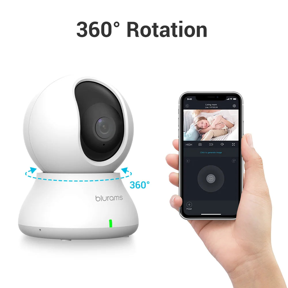 Blurams Caméra de Surveillance 2K HD – Babyphone WiFi avec Audio