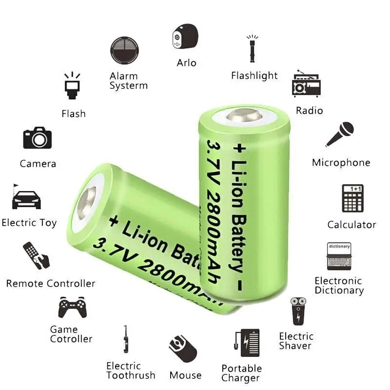 Pack chargeur + 8 batteries Li-ion 3.7V 2800mAh 16340/CR123A pour lampes