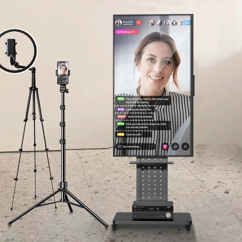 Support TV mobile sur roulettes – Chariot avec étagère pour écrans 32 à 65 pouces