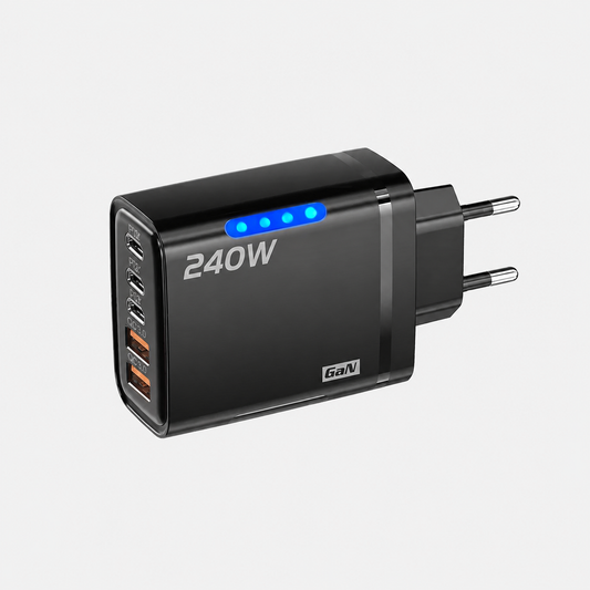 Chargeur secteur GaN 240 W, 3 ports USB-C PD et 2 ports USB-A QC 3.0